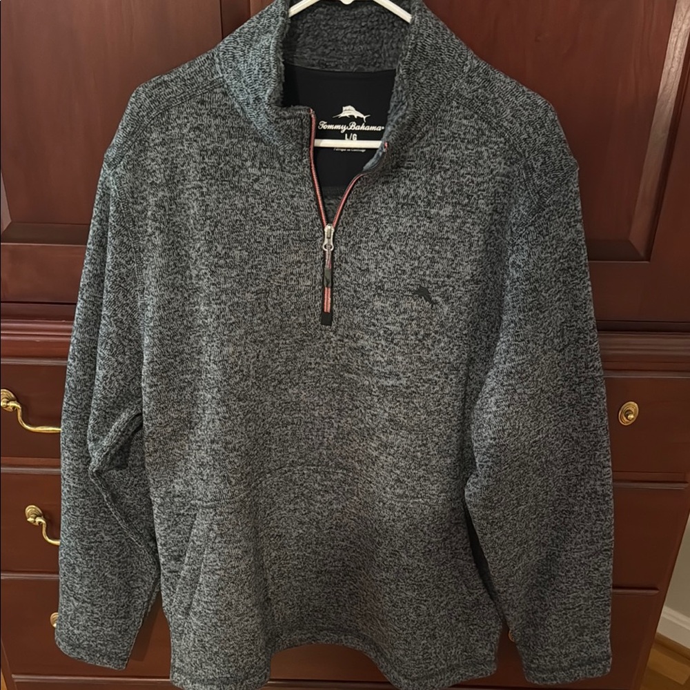 Tommy Bahama Gray Zip Up Sweater Cozy Casual Style